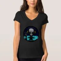 Alien Headphones giving Peace Sign  T-Shirt