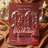 Elegant Red Diamond Gemstone Glamour 80th Party Invitation