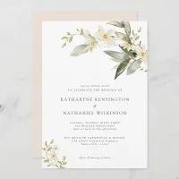 Elegant Greenery White Floral Wedding Invitation