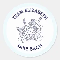 Team Bride Mermaid Lake Bach Preppy Bachelorette Classic Round Sticker