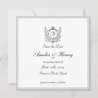Regal Classic Formal Monogram Crest Wedding  Save The Date