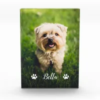 Personalized Modern Script Paw Prints Dog Photo Block