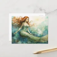 Mermaid Watercolor Postcard