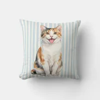 Watercolor Japanese Bobtail Cat Pillow Cover
