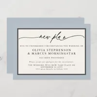 Dusty Blue Ivory - New Plan Modern Postponed Event Invitation