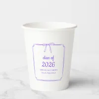 Elegant Whimsical Bow Purple Custom Graduation Paper Cups