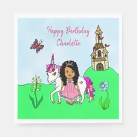 Unicorn and Fairy Personalized Birthday Party Napkins