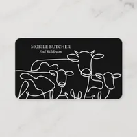 Black & White Mobile Butcher Cattle Farmer  Business Card