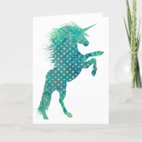 Pretty Boho Unicorn in Shades of Blue,Mother's Day Card