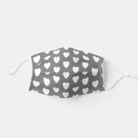 Simple Gray and White Love Hearts Romantic Adult Cloth Face Mask