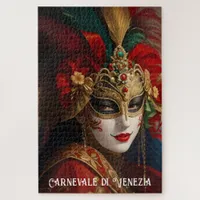 Carnival of Venice mask red green gold Jigsaw Puzzle