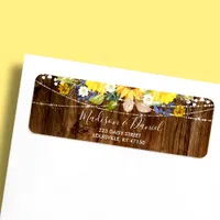 Rustic Sunflower String Lights Wedding Address Label