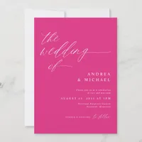 Modern Romantic Wedding Magenta Pink Hot Pink Invitation