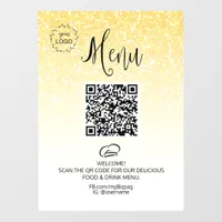 *~* Food Restaurant QR +  LOGO Menu Glitter  Window Cling