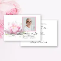 Pink Water Lily Watercolor Celebration of Life Invitation