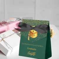 Graduation party 2025 graduate green gold favor boxes