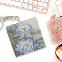 Ellis Rowan Blue Cloud Water Lily Vintage Flowers Keychain