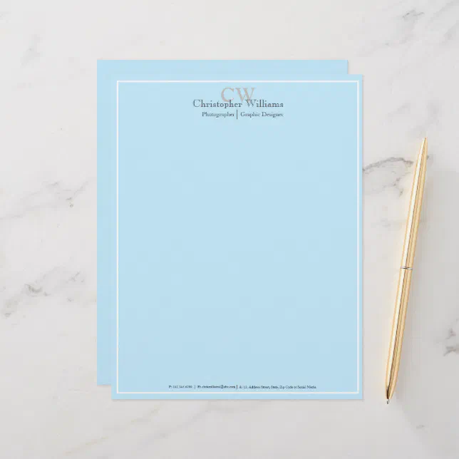 Professional Blue Minimalist Letterhead