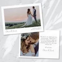 Minimalist 2 Photo Calligraphy Wedding Thank You Card