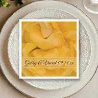 Yellow Rose Floral Wedding Paper Napkins