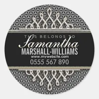 Stylish Black Silver Business Book Label Sticker