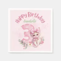 3 Year Old Birthday Party Kitten Theme Napkins