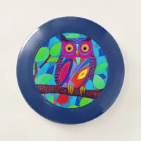 Whimsical Owl with Colorful Feathers Wham-O Frisbee