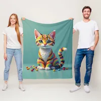 Cute Colorful Margay Candy Cat Fleece Blanket