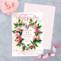 Elegant Valentine's Day Party with Rose Wreath Invitation