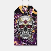 Purple and Black Sugar Skull Halloween Party Gift Tags