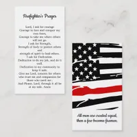 Firefighter Prayer Thin Red Line Fireman Business Card