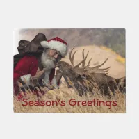 Kissing Santa and Moose Doormat