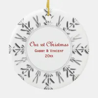 Winter Snowflake 1st Christmas Together Photo Ceramic Ornament