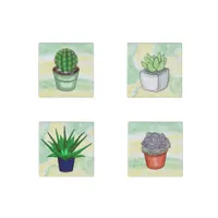 Hand drawn Succulents Stone Magnet