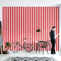 Barbershop Red and White Stripe Pole Wallpaper