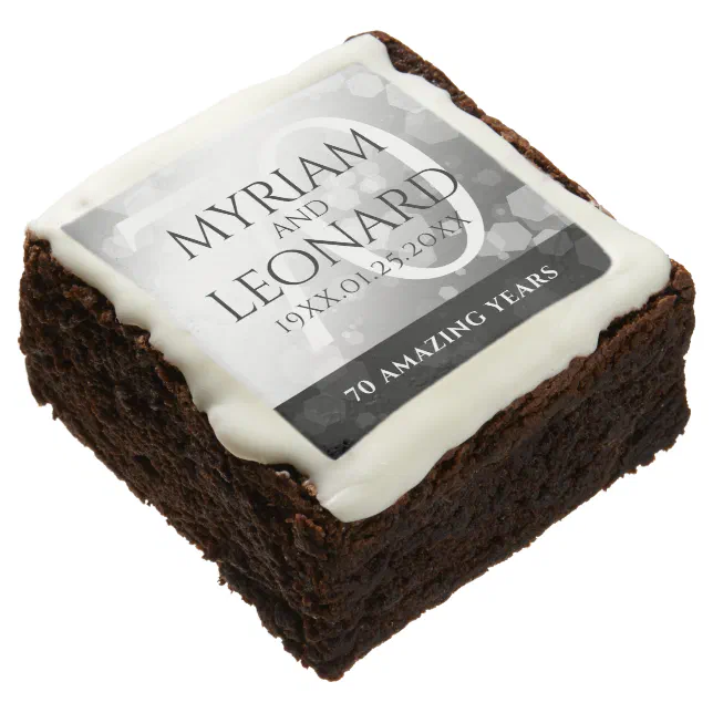 Elegant 70th Platinum Wedding Anniversary Brownie