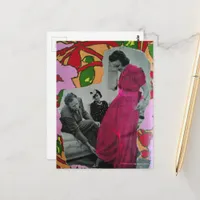 1939 Pajama Model Lady Mixed Media Collage Postcard