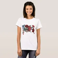 Vintage Patriotic Ribbon & Flowers Women Relax Fit T-Shirt