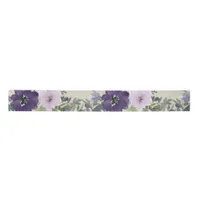 Pretty Purple Watercolor Flowers Satin Ribbon