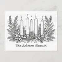 Advent Wreath & Candles to Color Coloring Picture Holiday Postcard