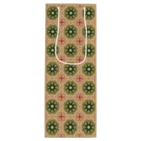 Old-fashioned Green Pine Red Lace Christmas  Wine Gift Bag