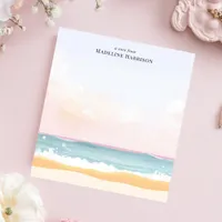 Minimalist Pastel Beach Ocean Personalized Name Notepad