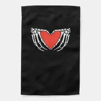 Skeleton Hands Forming Heart Creepy Gothic Garden Flag