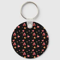 Colorful Watercolor Hearts Keychain