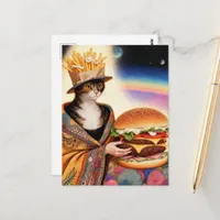 Cat Lady French Fries Hat and a Cheeseburger Postcard