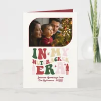 Holly & Mistletoe Fun Retro Christmas Photos Holiday Card