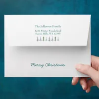 Cozy Hygge Christmas trees return address Envelope