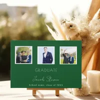 Graduation green name script photo guest book