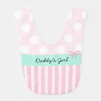 Pink and Teal Polka Dot Daddy's Girl Baby Bib