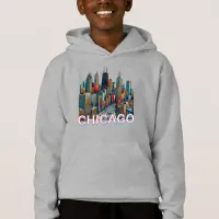 Pop art Comic Book Art Chicago Illinois Skyline Hoodie